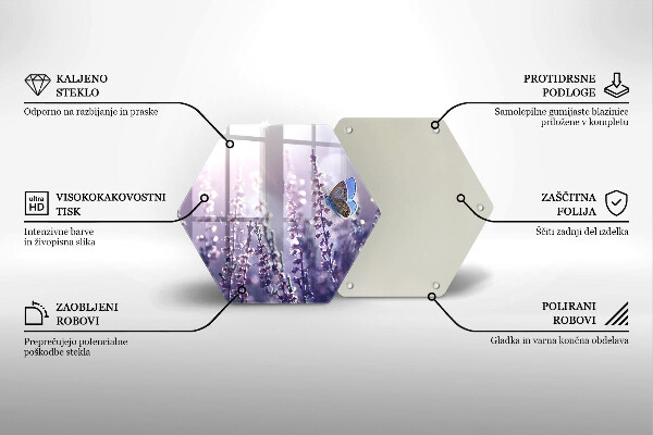 Tagliere in vetro Fiori di campo e farfalle