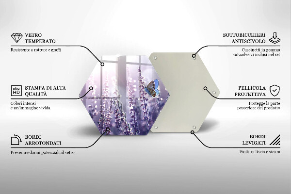 Tagliere in vetro Fiori di campo e farfalle