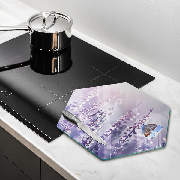 Tagliere in vetro Fiori di campo e farfalle