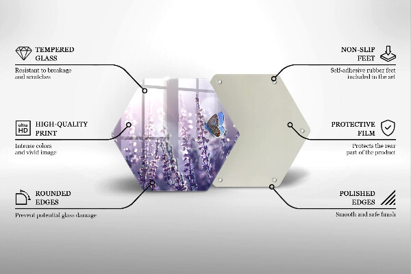 Tagliere in vetro Fiori di campo e farfalle
