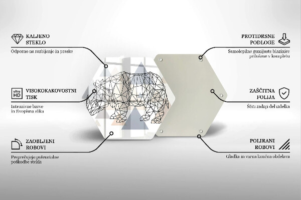 Tagliere in vetro Rinoceronte di linea artistica