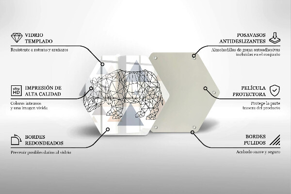 Tagliere in vetro Rinoceronte di linea artistica