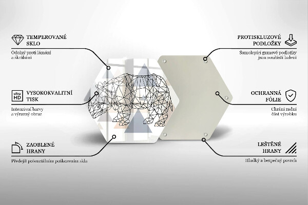 Tagliere in vetro Rinoceronte di linea artistica