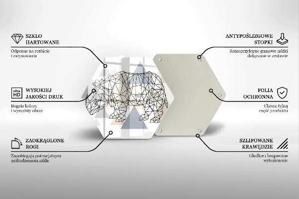 Tagliere in vetro Rinoceronte di linea artistica