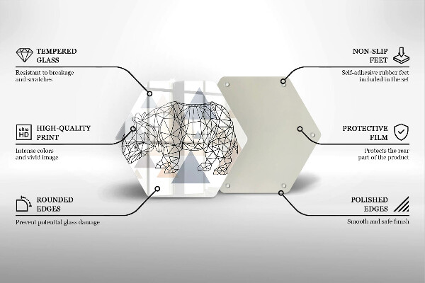 Tagliere in vetro Rinoceronte di linea artistica
