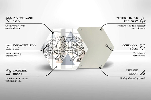 Tagliere in vetro Rinoceronte di linea artistica