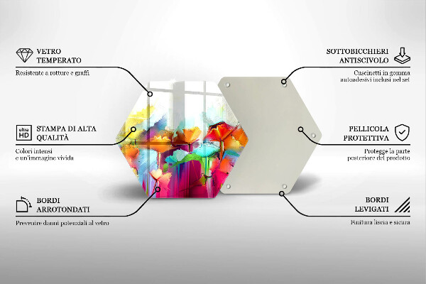 Tagliere in vetro Fiori dipinti