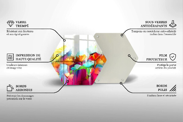 Tagliere in vetro Fiori dipinti