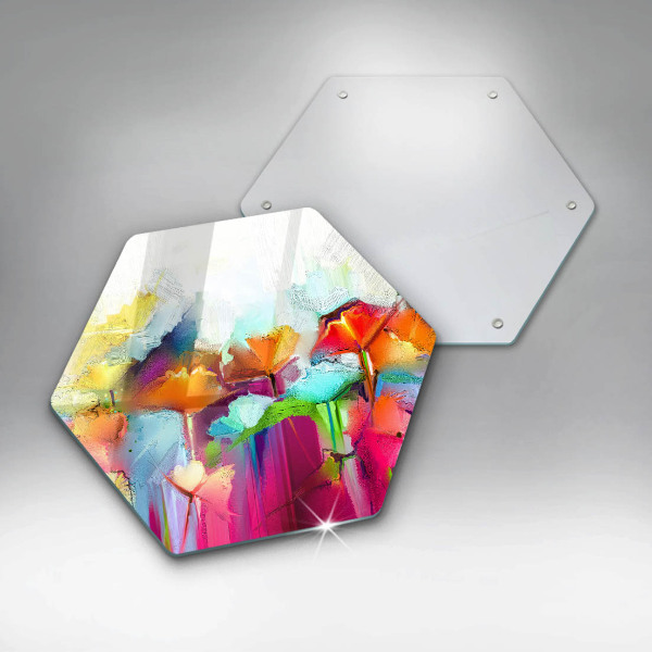 Tagliere in vetro Fiori dipinti