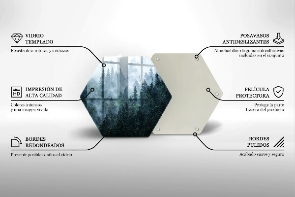 Tagliere in vetro Alberi forestali e nebbia