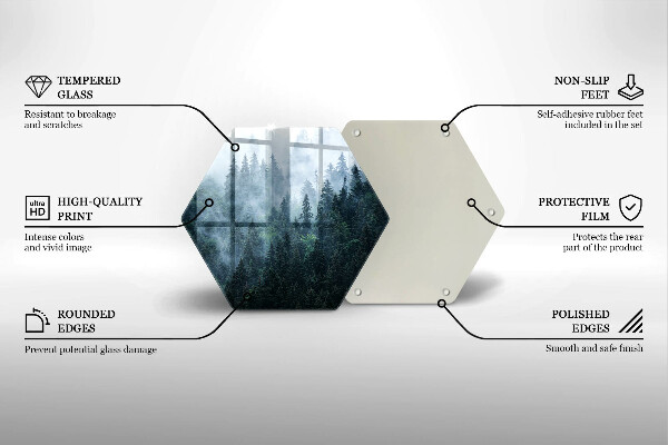 Tagliere in vetro Alberi forestali e nebbia
