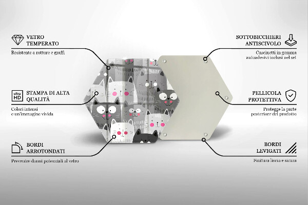 Tagliere in vetro Illustrazione dei gatti