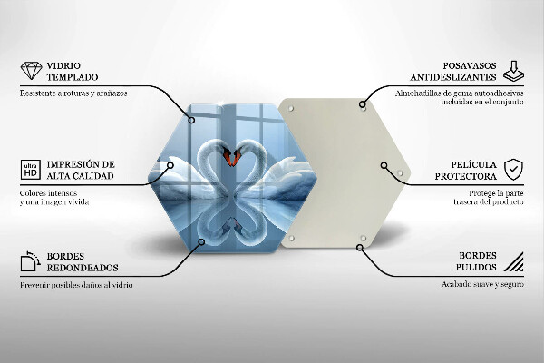 Tagliere in vetro Due cuori di cigno