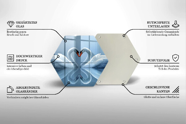 Tagliere in vetro Due cuori di cigno