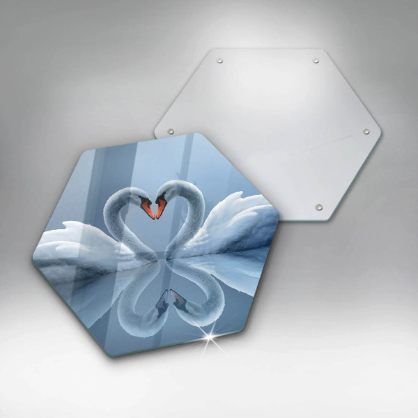 Tagliere in vetro Due cuori di cigno