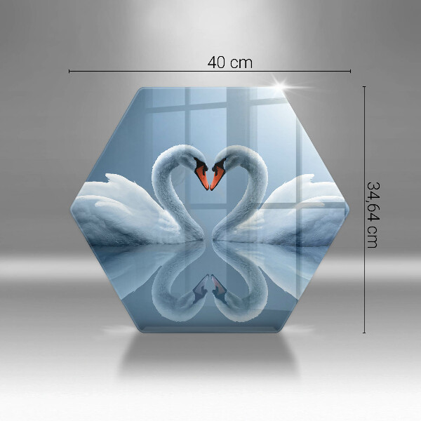 Tagliere in vetro Due cuori di cigno