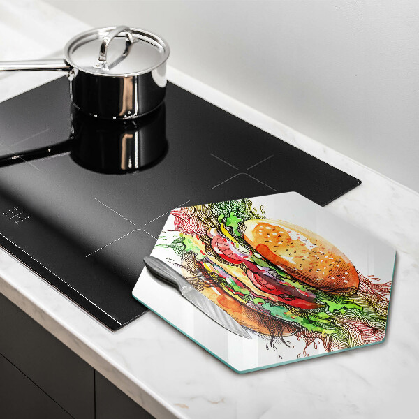 Tagliere in vetro Disegno dell'hamburger