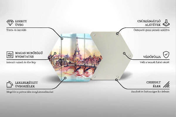 Tagliere in vetro Paesaggio della Torre Eiffel di Parigi