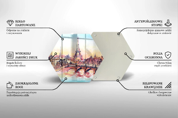Tagliere in vetro Paesaggio della Torre Eiffel di Parigi