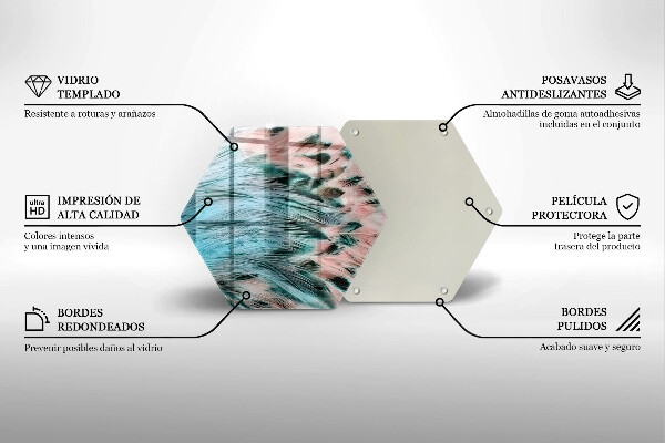 Tagliere in vetro Piume di uccelli boho