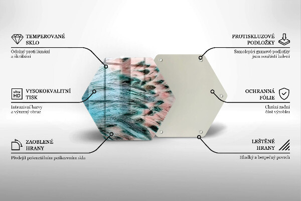 Tagliere in vetro Piume di uccelli boho