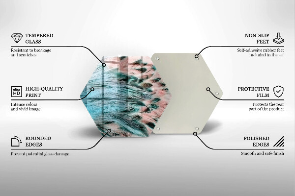 Tagliere in vetro Piume di uccelli boho