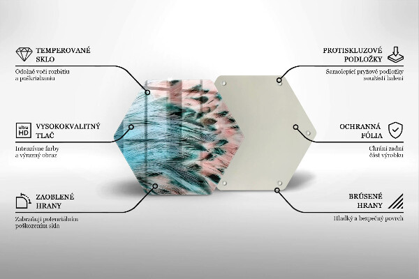 Tagliere in vetro Piume di uccelli boho