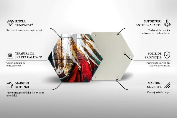 Tagliere in vetro Piume di uccelli boho