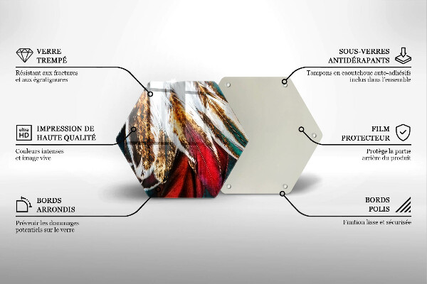 Tagliere in vetro Piume di uccelli boho