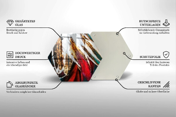 Tagliere in vetro Piume di uccelli boho