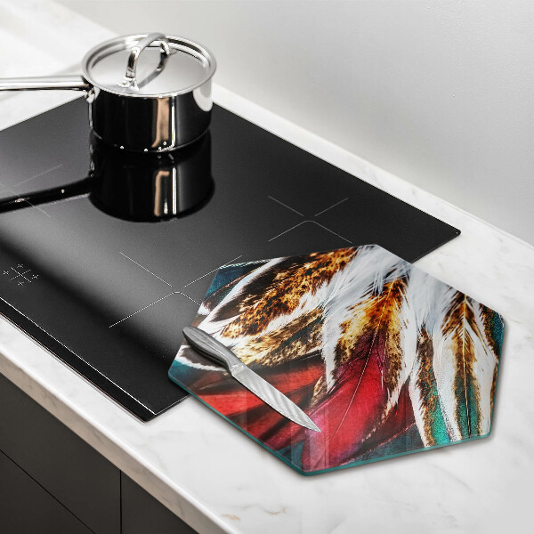 Tagliere in vetro Piume di uccelli boho