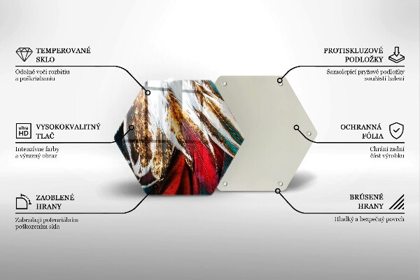 Tagliere in vetro Piume di uccelli boho