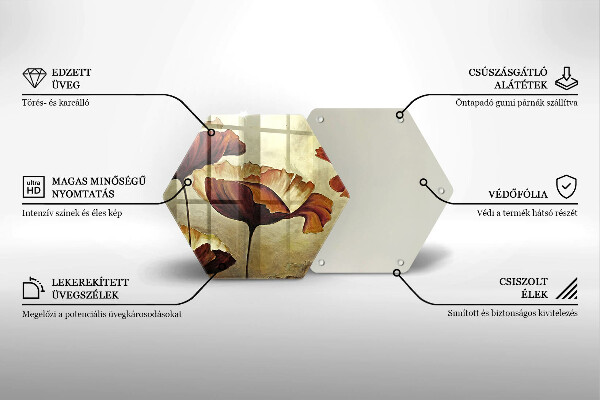 Tagliere in vetro Fiori boho dipinti