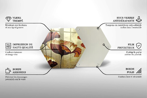 Tagliere in vetro Fiori boho dipinti