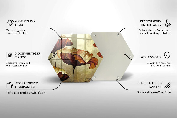 Tagliere in vetro Fiori boho dipinti