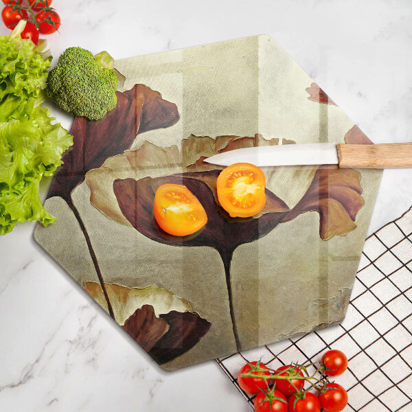 Tagliere in vetro Fiori boho dipinti