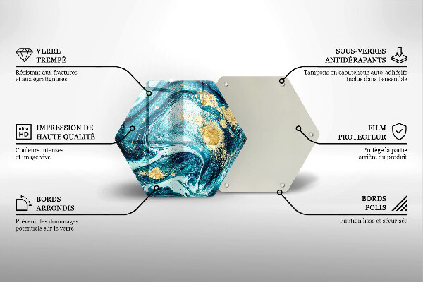 Tagliere in vetro temperato Astrazione dell'oro blu