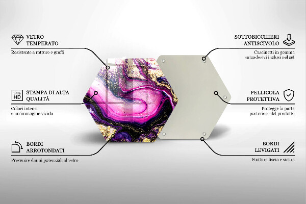Tagliere in vetro temperato Oro di disegno astratto