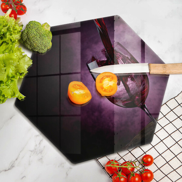 Tagliere in vetro Un bicchiere di vino