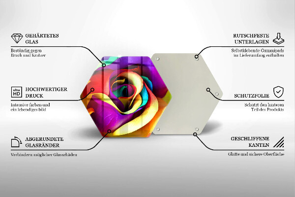 Tagliere in vetro Petali di rosa colorati