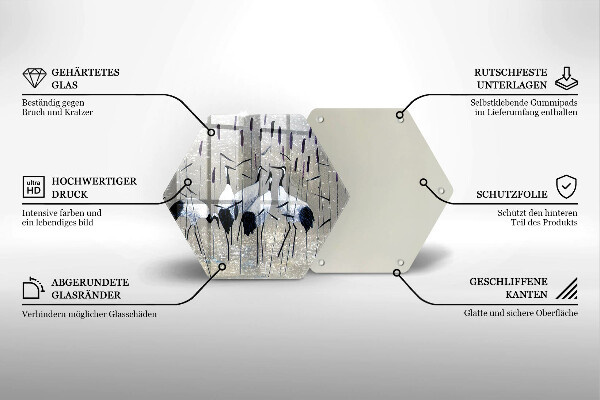 Tagliere in vetro Gru giapponesi