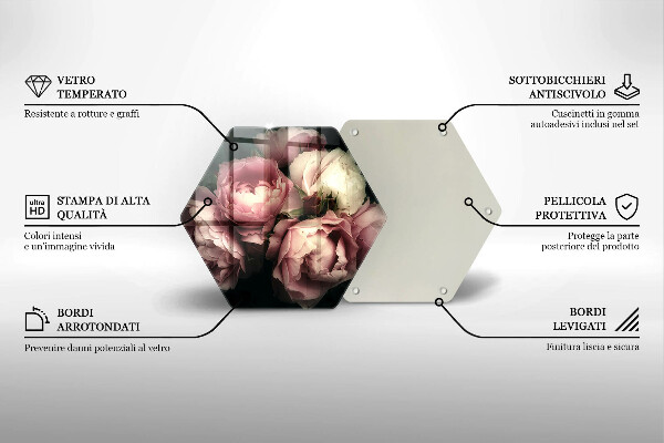 Tagliere in vetro Fiori di peonia