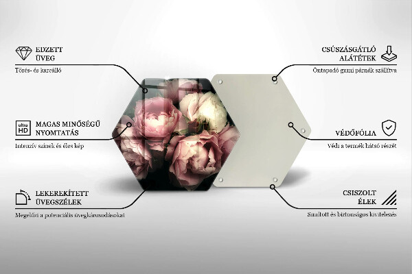 Tagliere in vetro Fiori di peonia