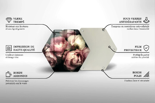 Tagliere in vetro Fiori di peonia