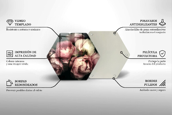 Tagliere in vetro Fiori di peonia