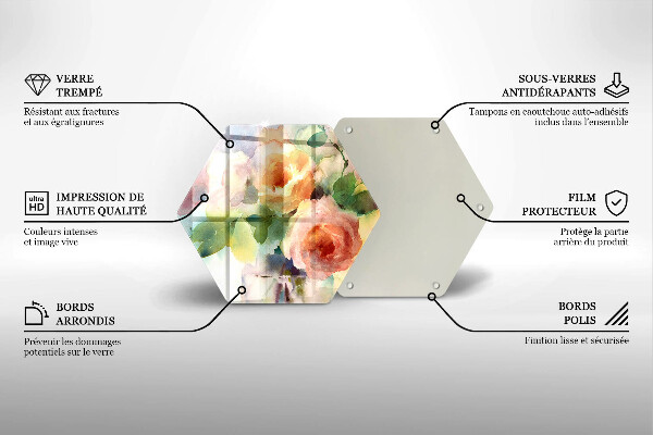 Tagliere in vetro Fiori dipinti