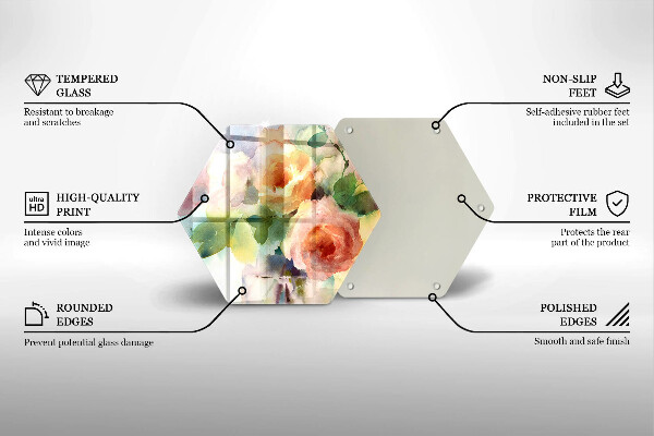 Tagliere in vetro Fiori dipinti