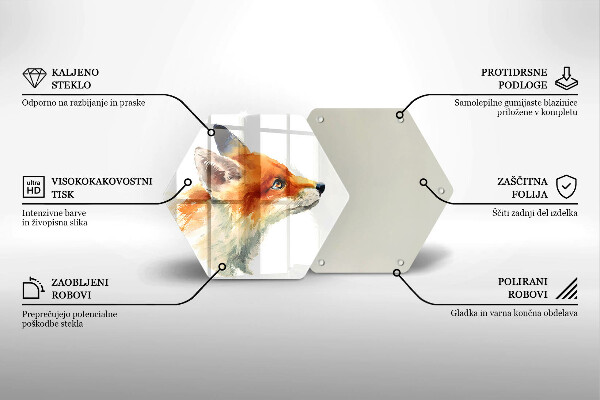 Tagliere in vetro Volpe dipinta