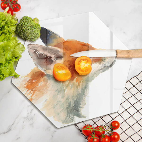 Tagliere in vetro Volpe dipinta