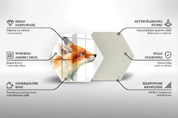 Tagliere in vetro Volpe dipinta